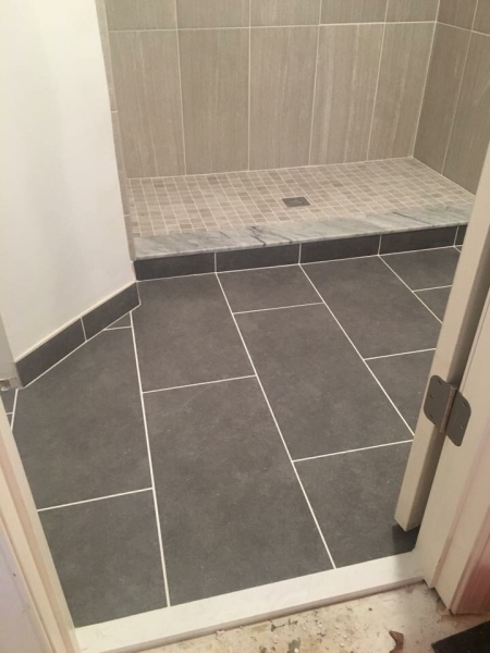 New tile flooring in bathroom