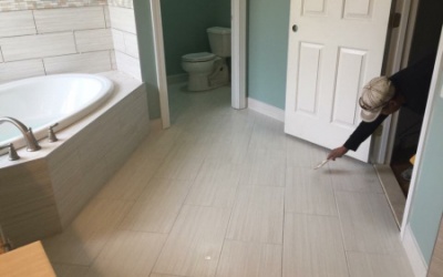New flooring and tile bathroom installation
